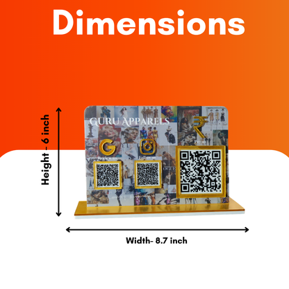 3 QR NFC Enabled Cloth Printed background Standee Horizontal Standee