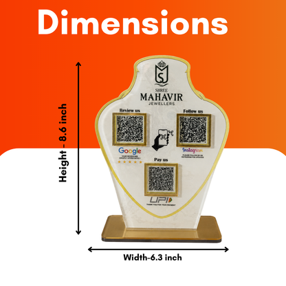 3 QR NFC Enabled Body Shape White Background Standee For Jewellers