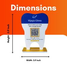1 QR NFC Enabled Tooth Shape Standee for Clinic | Dental Clinic Table Top Display for Dental and Clinic and Hospital
