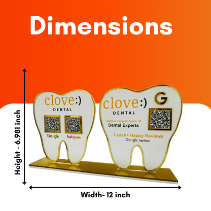 2 QR NFC Enabled Tooth Shape Standee for Clinic and Hospital