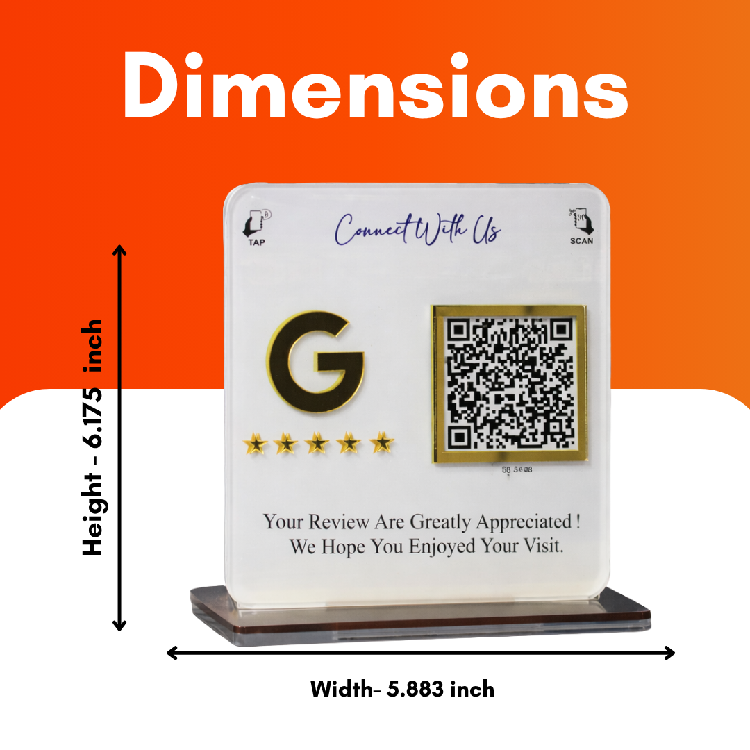 1 QR NFC Enabled White Colour Standee for Dental Clinic
