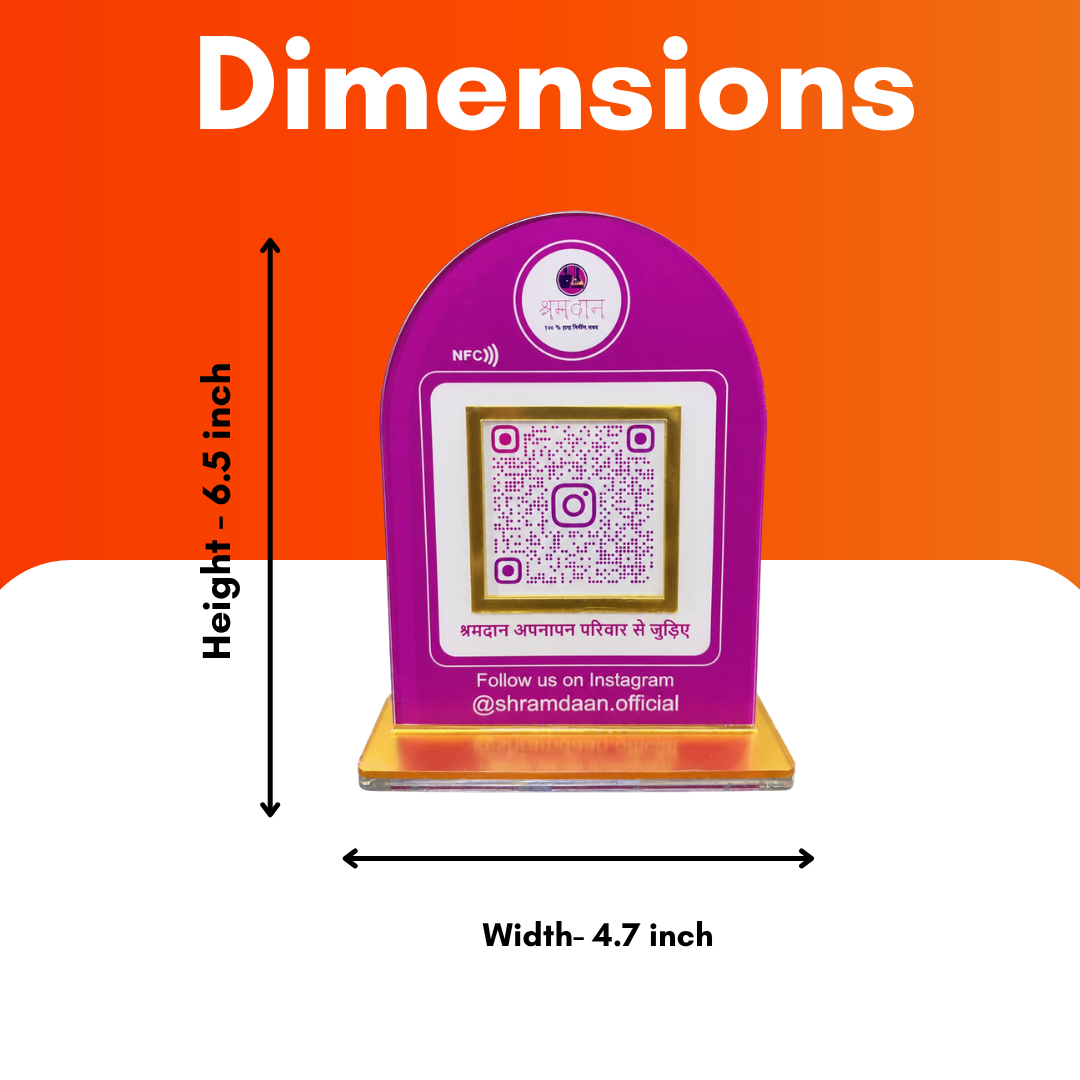 1 QR NFC Enabled Pink Colour Standee For Instagram Follow