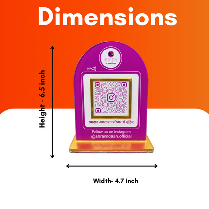 1 QR NFC Enabled Pink Colour Standee For Instagram Follow