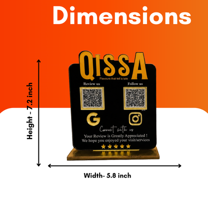 2 QR NFC Enabled Black Background Logo Cut Out Standee