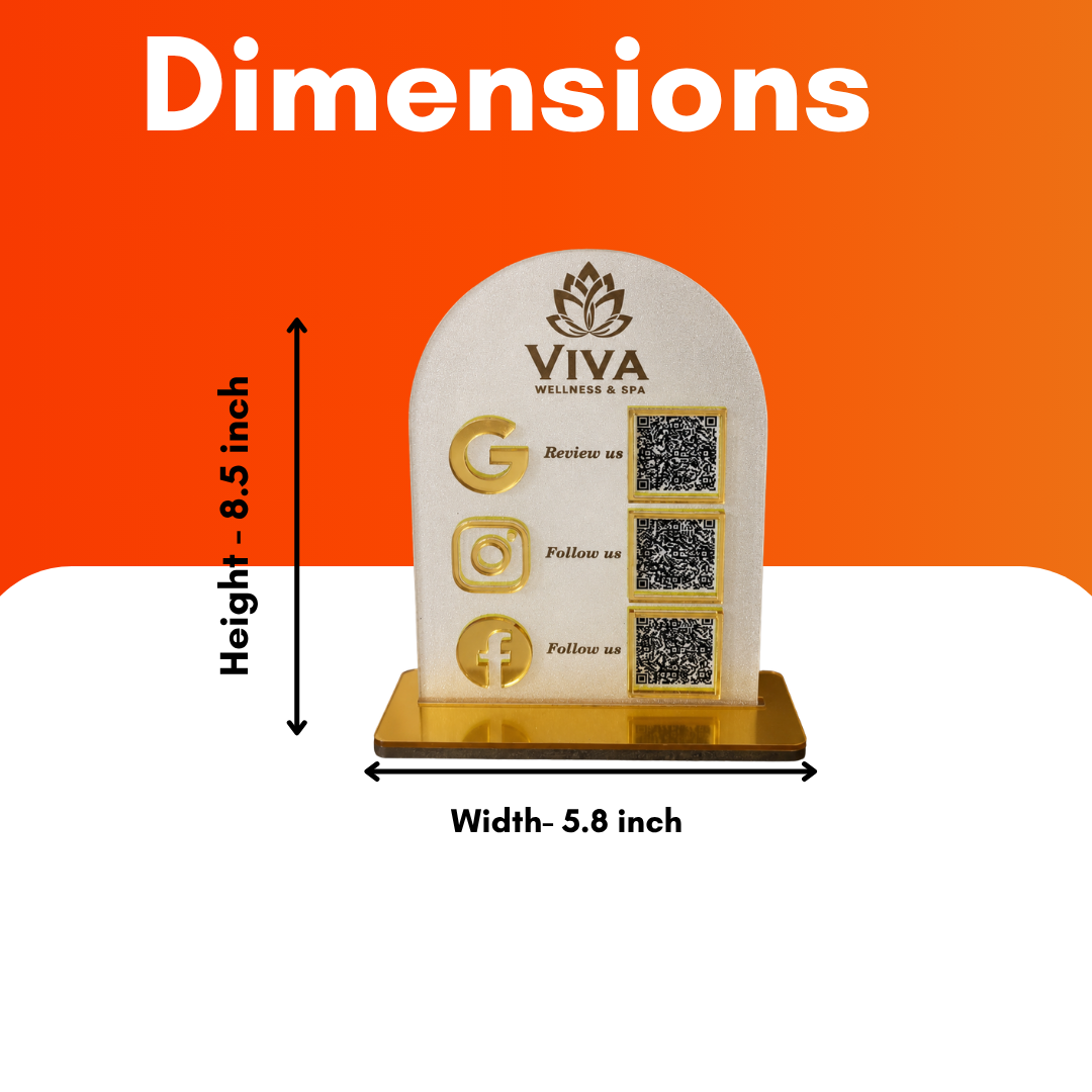 3 QR NFC Enabled Frosted Vertical Standee For Jewellers Salon Spa