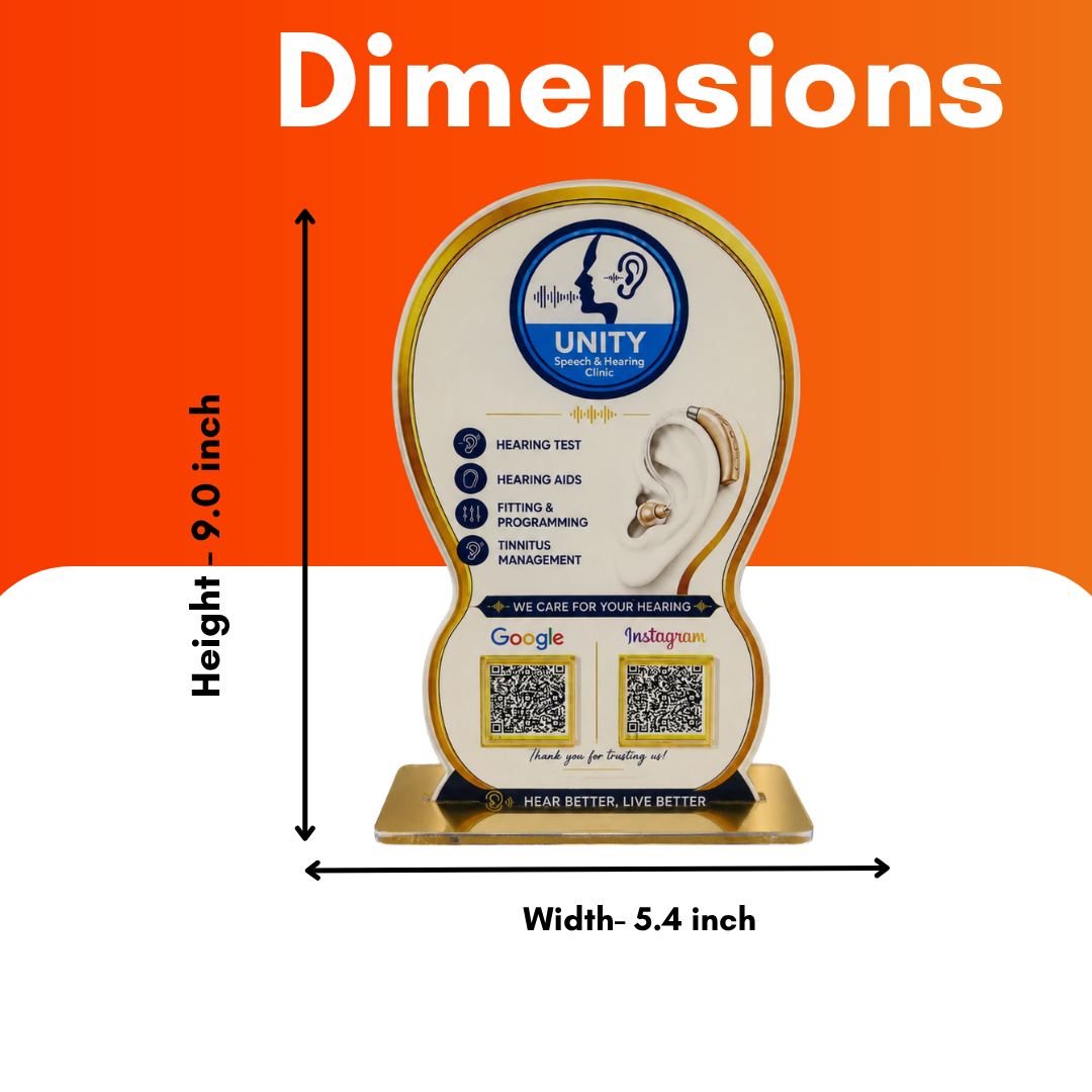 2 QR NFC Enable Ear Printing Round Shape Standee For Hospital Clinic