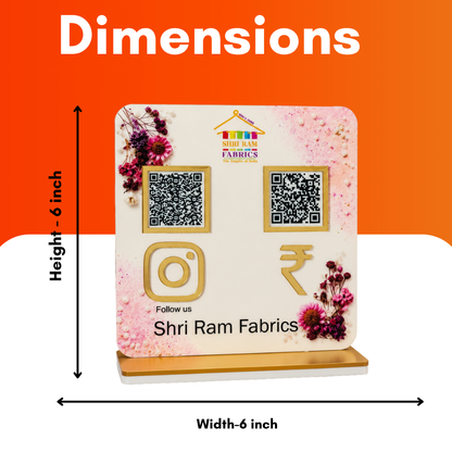 2 QR NFC Enabled Flower Printed Standee For Cloth Store Clothing Shop