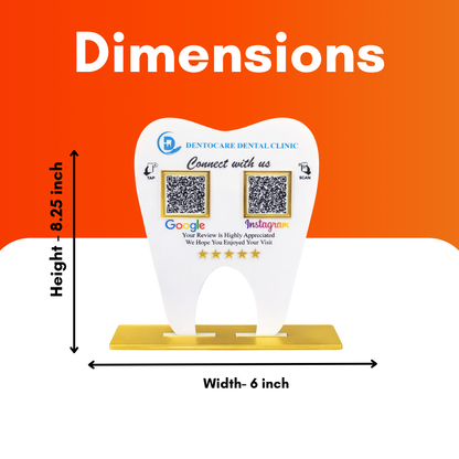 2 QR NFC Enabled Tooth Shape Standee for Dental Clinic