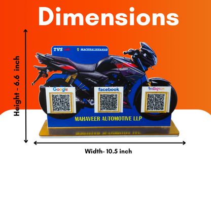 3 QR NFC Enabled Bike Shape Standee For Automobiles and Garage Shops and Car Showrooms