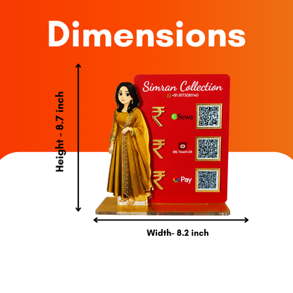 3 QR NFC Enabled Girl Cut Our Standee For Cloth Store