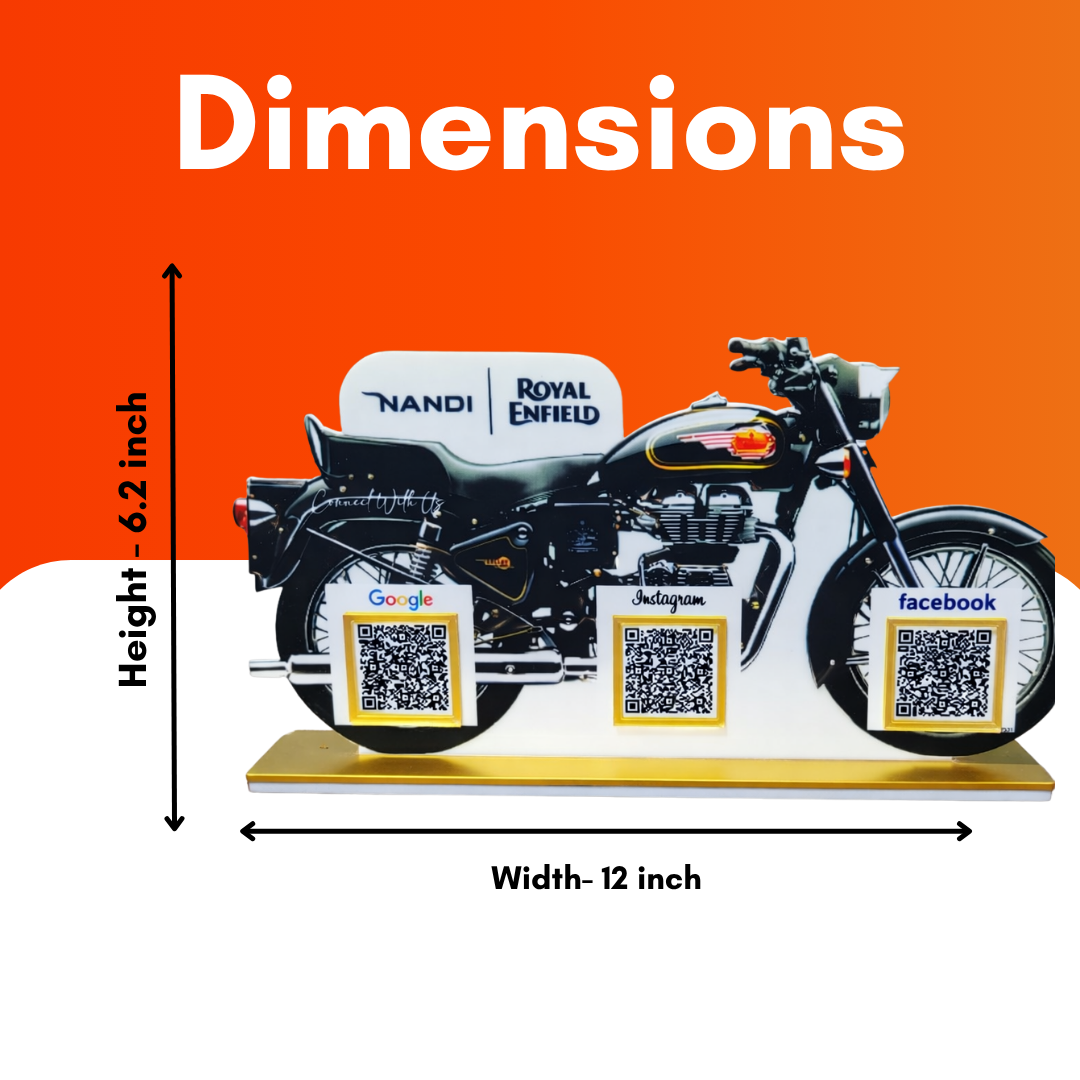 Motorcycle Qr Code 3 QR NFC Enabled Motorcycle Shape Standee – Bharattapp