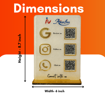3 QR NFC Enabled Frosted Vertical Standee For Jewellers Restaurent Cafe Hotel