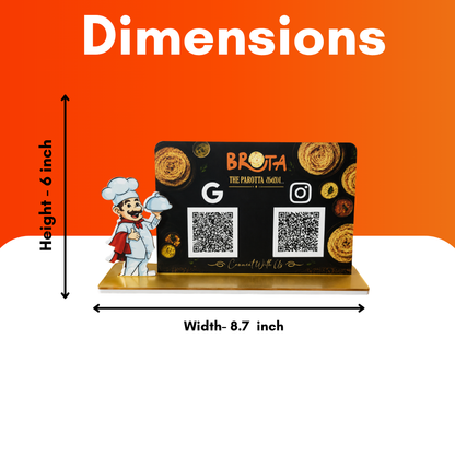 2 QR NFC Enabled Chef Cut Out Black Standee For restaurants Cafe and Hotel
