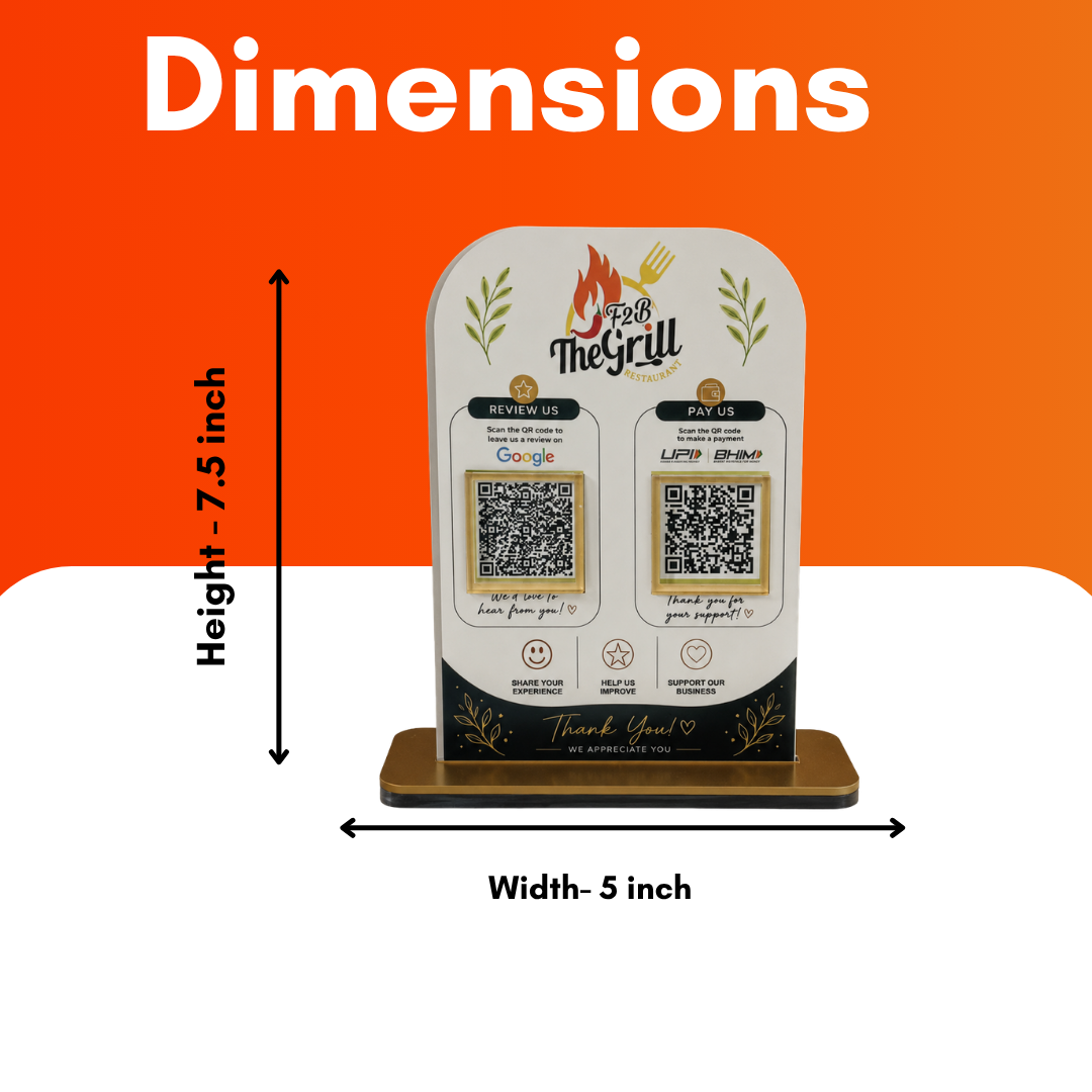 2 QR NFC Enabled White Standee For Restaurant Hotel Cafe