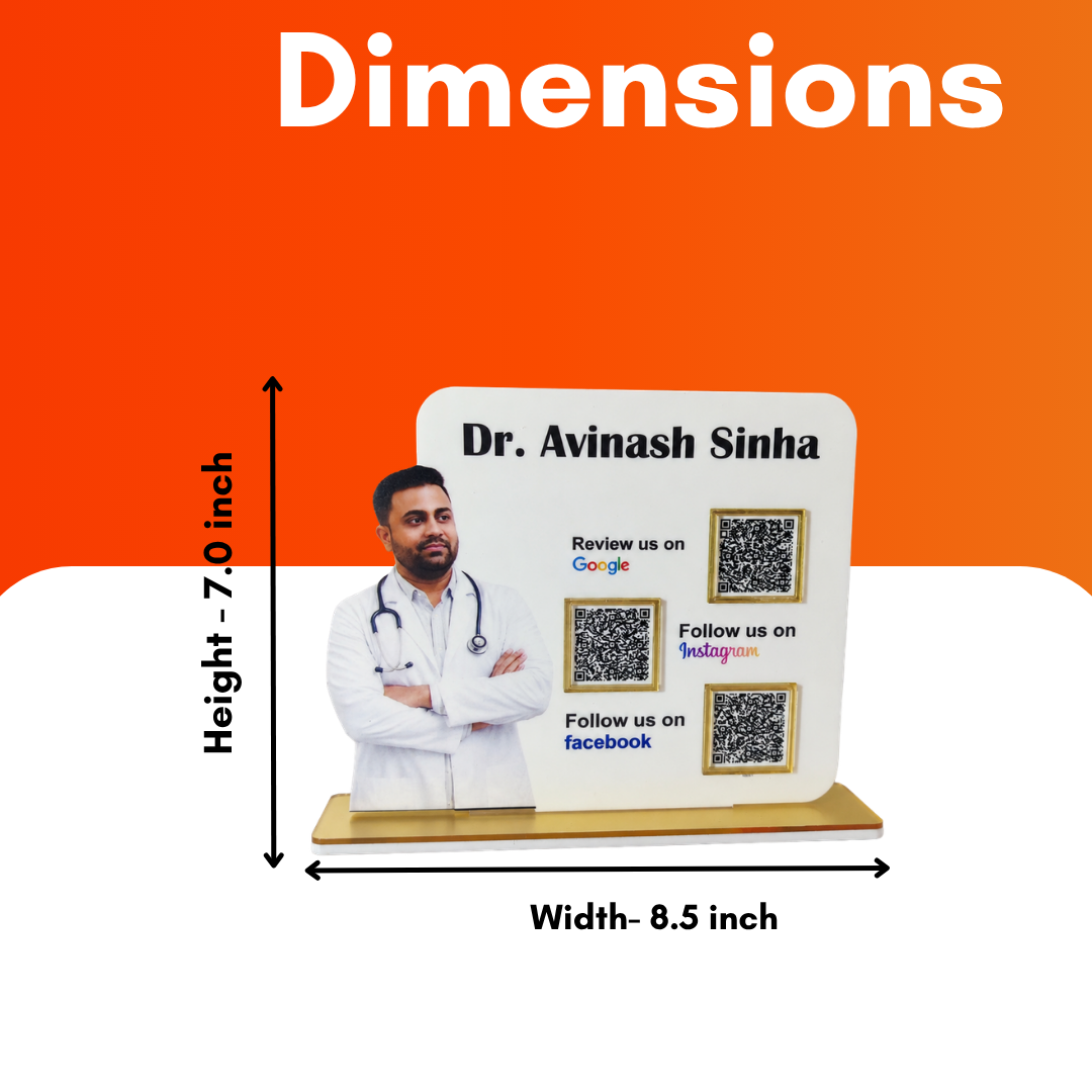 3 QR NFC Enabled Doctor Cut Out Standee For Dental Clinic Hospital