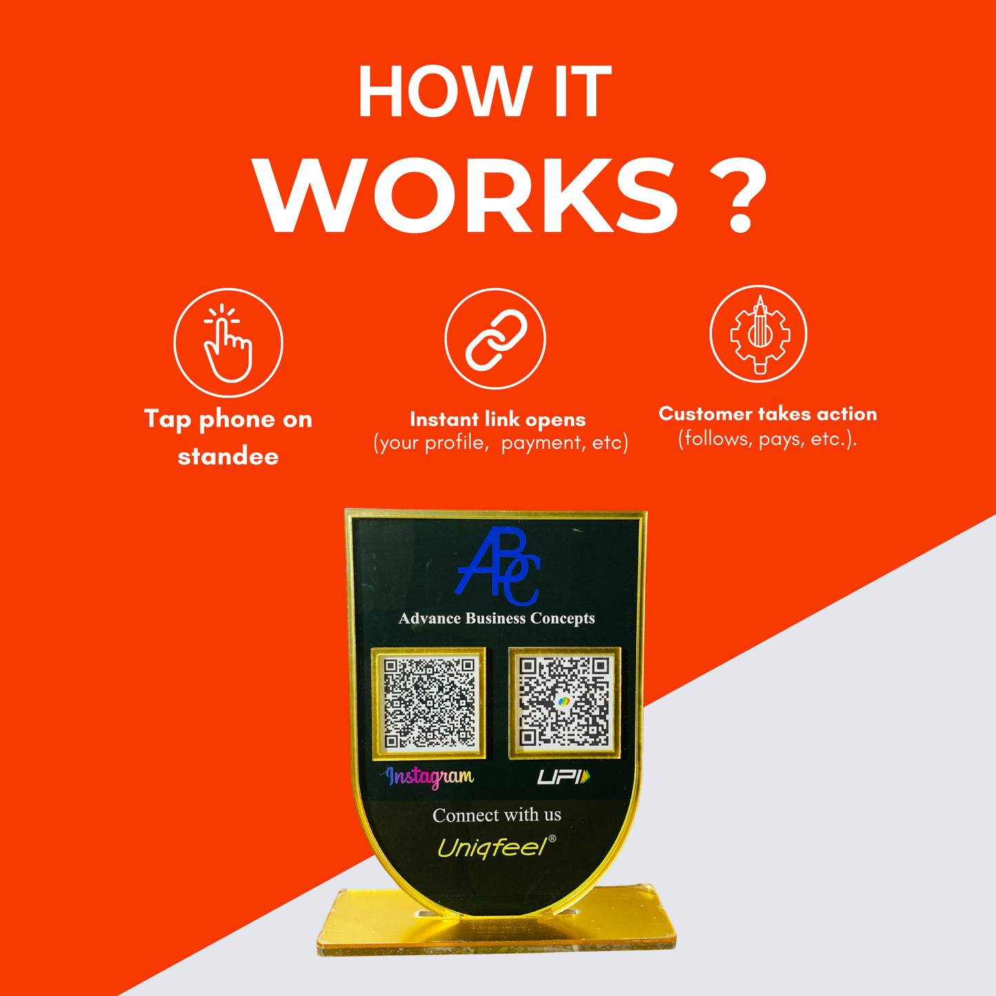 2 QR Upside Down Arc Shape Standee