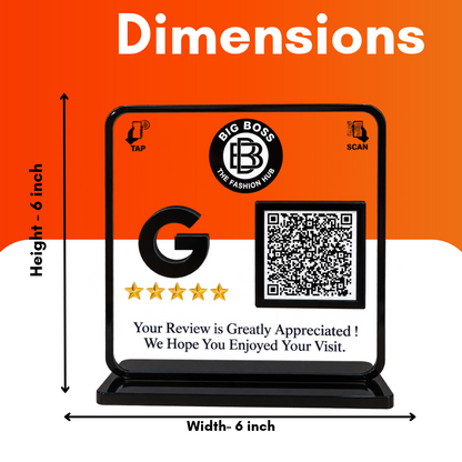 1 QR NFC Enabled Transparent Google Review Standee
