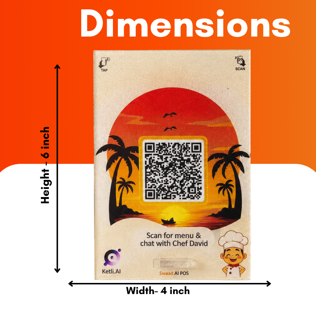 1 QR NFC Enabled Sunset Theme Standee For Restaurant Cafe Hotel