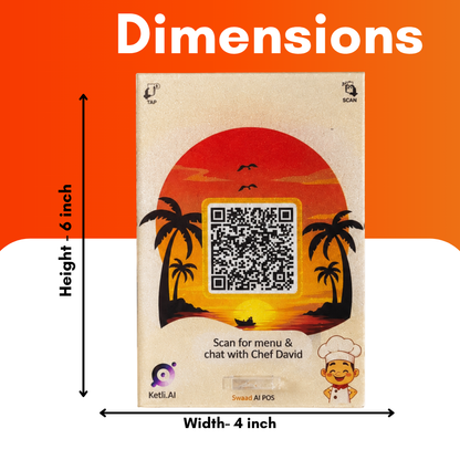 1 QR NFC Enabled Sunset Theme Standee For Restaurant Cafe Hotel