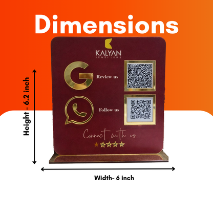 2 QR NFC Enabled Dark Maroon Google Review Standee For Jewellers
