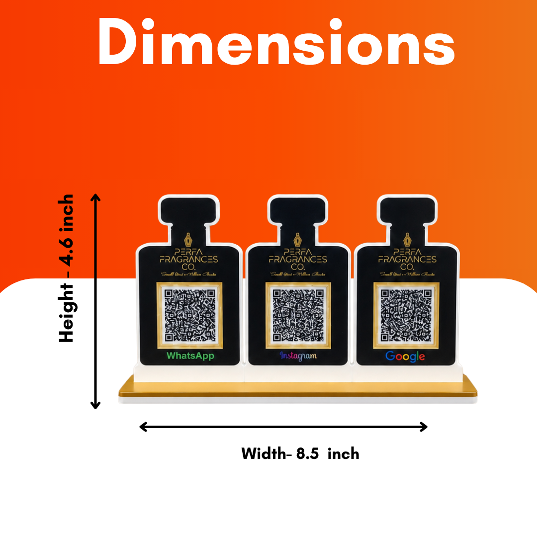 3 QR NFC Enabled Bottle Shape Standee For perfume shops wine shops