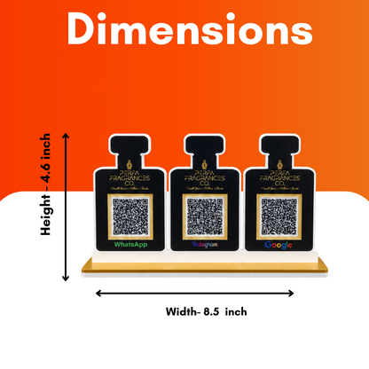 3 QR NFC Enabled Bottle Shape Standee For perfume shops wine shops