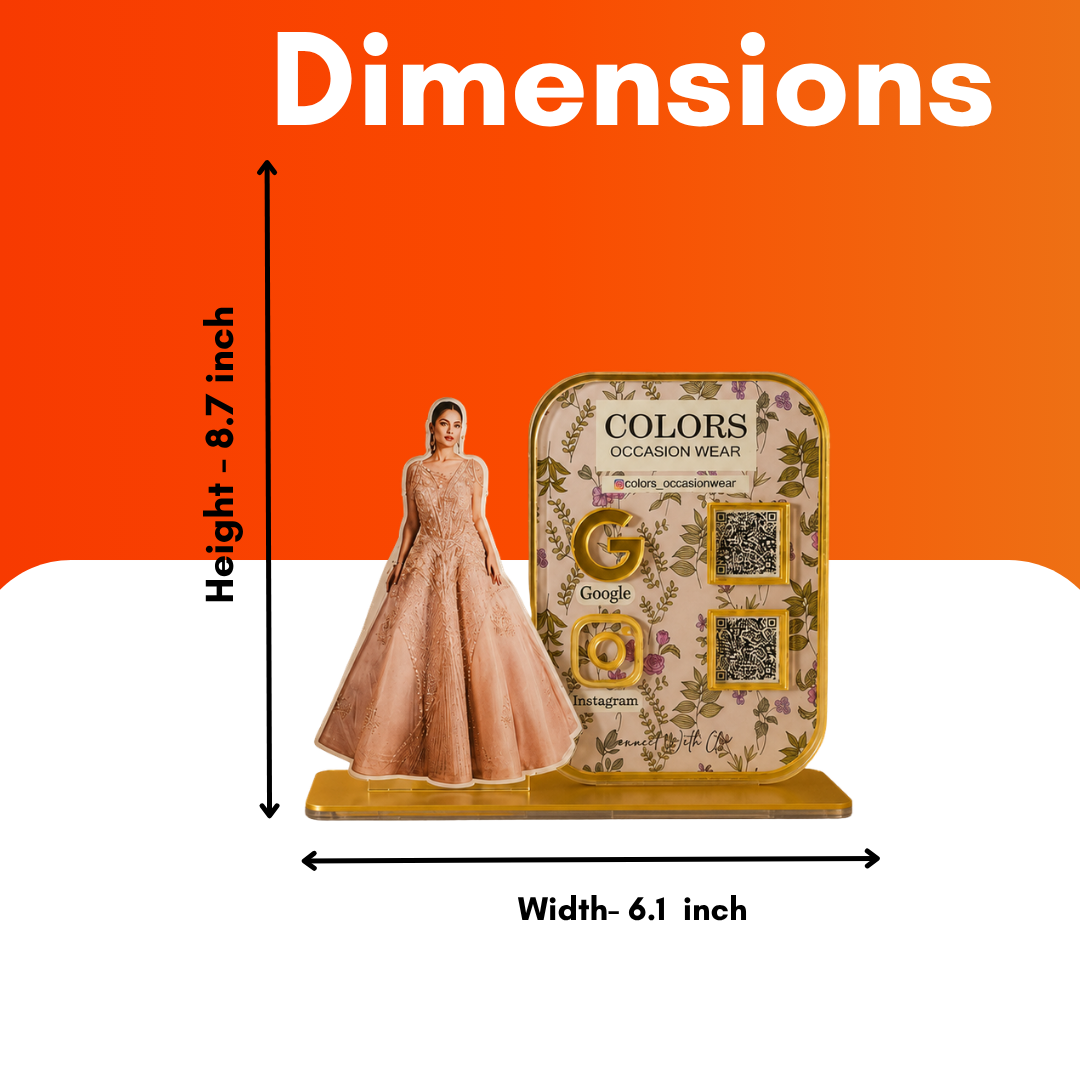 2 QR NFC Enabled Girl Cut Out Standee For Cloth Store and Showroom