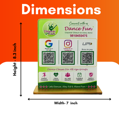 3 QR NFC Enabled 8x7 Vertical Standee For Dance hub Flower Market