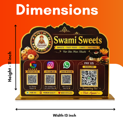 4 QR NFC Enabled Sweets Printed Standee For Restaurant Cafe Coffee House Hotel