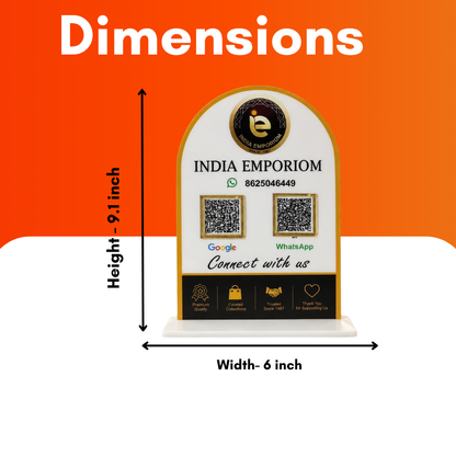 2 QR NFC Enabled Standee With White Background For Restaurant Emporium