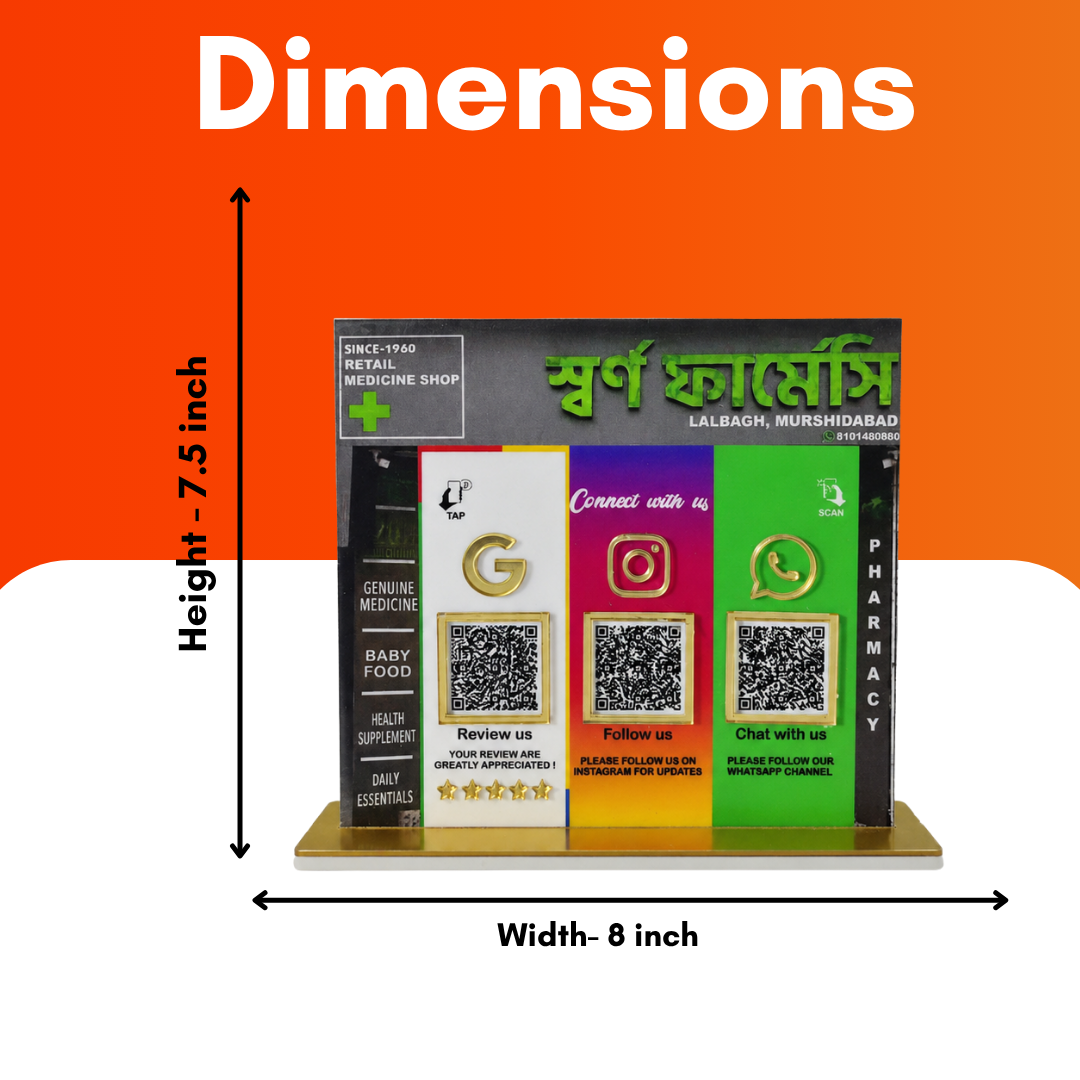 3 QR NFC Enabled Multi Colour Standee For Medical Stores and Clinic