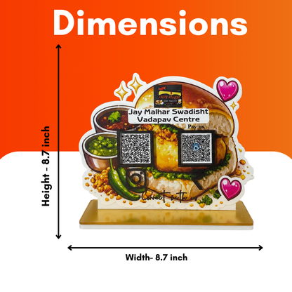 2 QR NFC Enabled Vada Pav Shape Standee For Food Corner and Restaurant Cafe