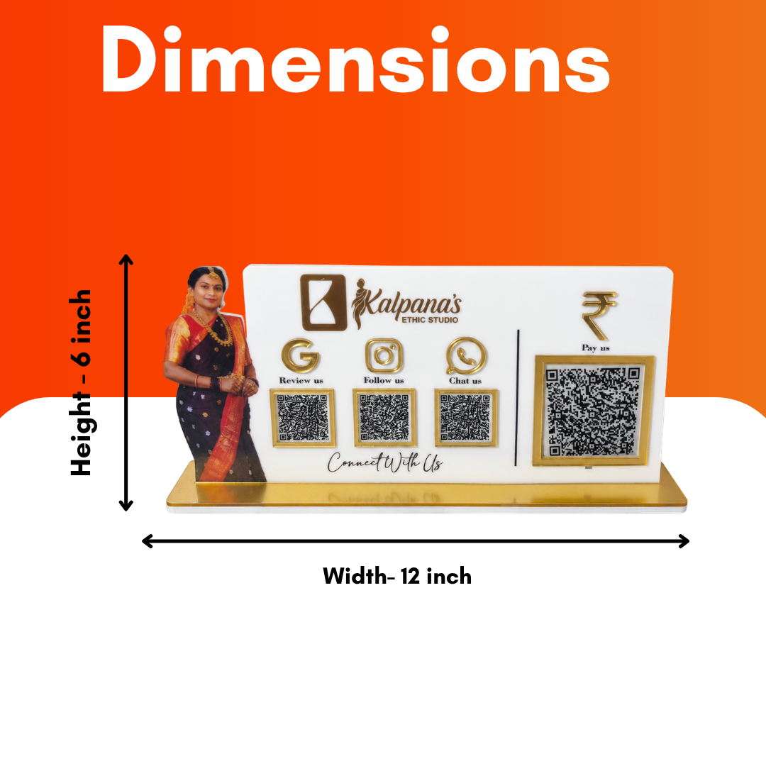 4 QR NFC Enabled Picture Cut Out Standee For Cloth Store Jewellers Showrooms