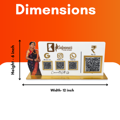 4 QR NFC Enabled Picture Cut Out Standee For Cloth Store Jewellers Showrooms