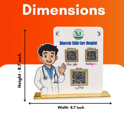 3 QR NFC Enabled Doctor Cut Out White Colour Standee For Clinic and Hospital