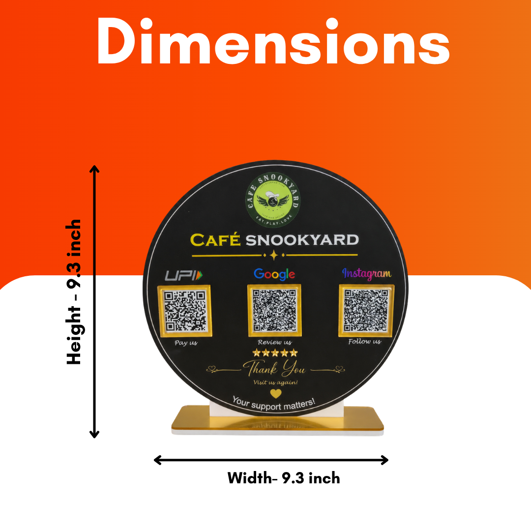 3 QR Round Shap Black Colour Standee For Salon
