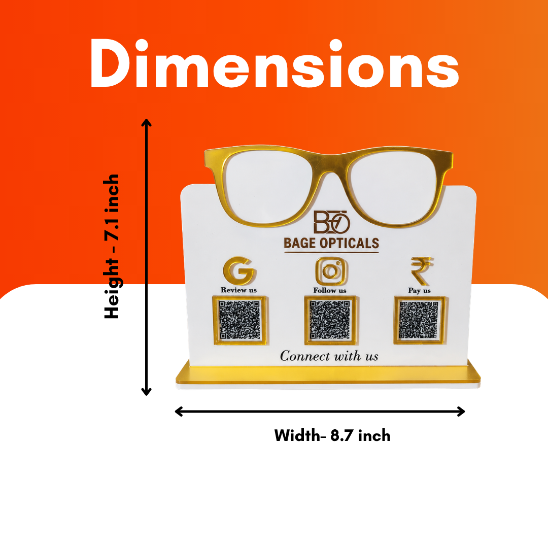 3 QR NFC Enabled Glasses Cut-Out Standee for Optical Stores
