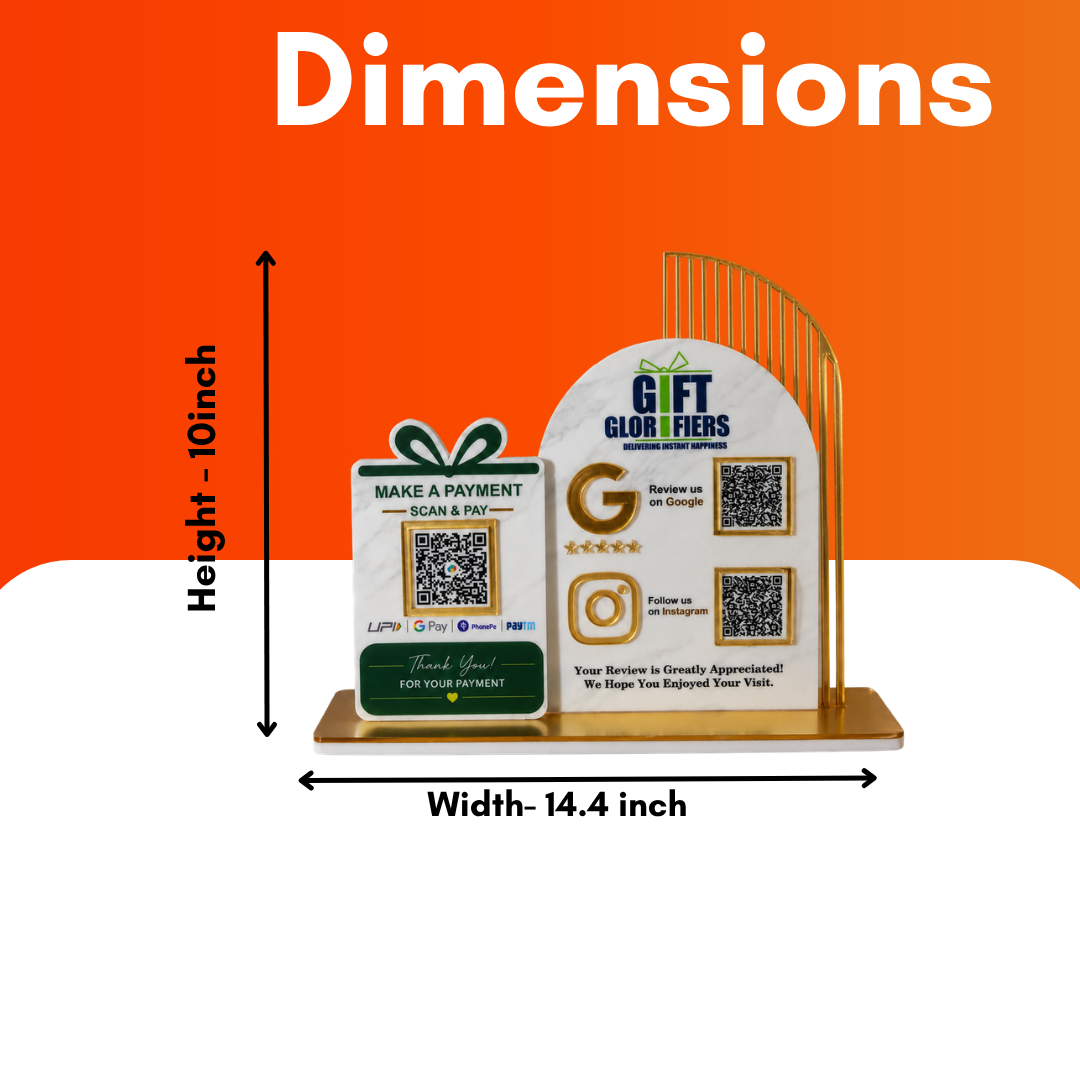 2 QR With 1 QR NFC Enabled Gift Shape Standee For Gift Store and Shop