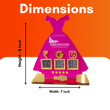 3 QR NFC Enabled Gown Shape Standee For Cloth Store