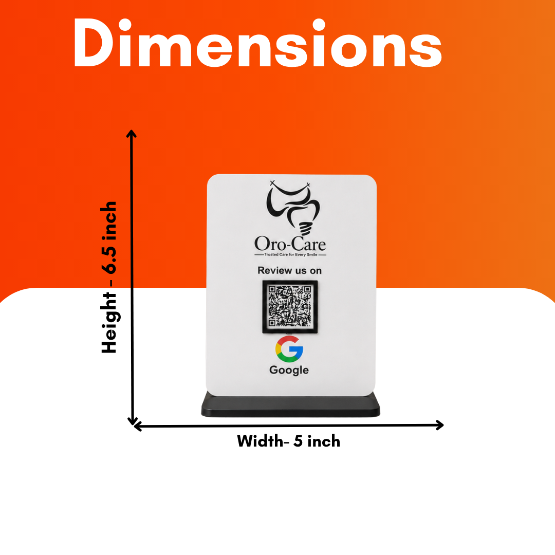 1 QR NFC Enabled White Background Standee For Restaurant Cafe Hotel Salon