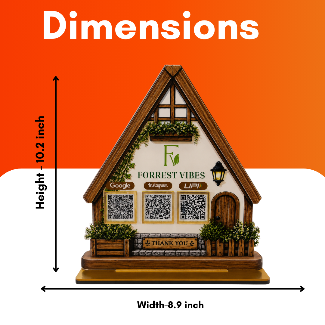 2 QR NFC Enabled House Shape Standee For Cafe Restaurent Stay Home