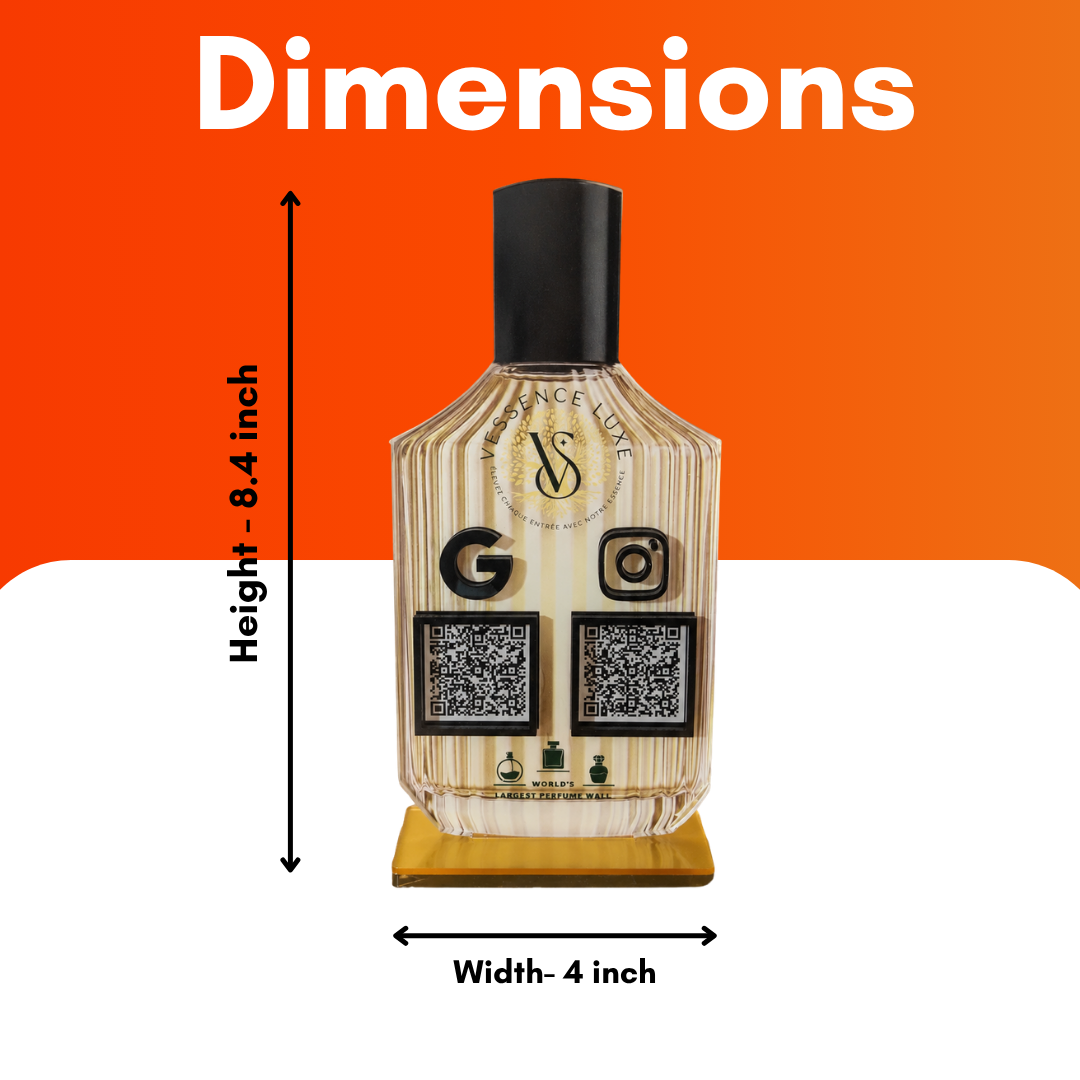 2 QR NFC Enabled Bottle Shape Standee For Perfume Shops