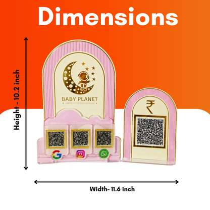 4 QR NFC Enabled Round Shape Pink Colour Standee For Baby Shops