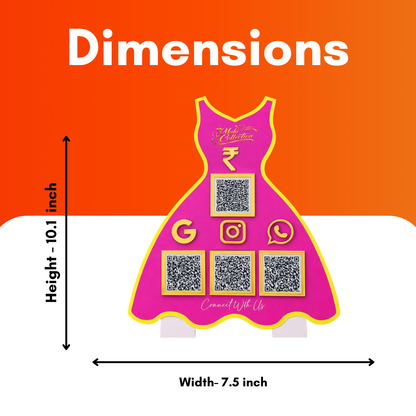4 QR NFC Enabled Dress Gown Shape Table Top Standee for Fashion Boutique  Bridal Collection