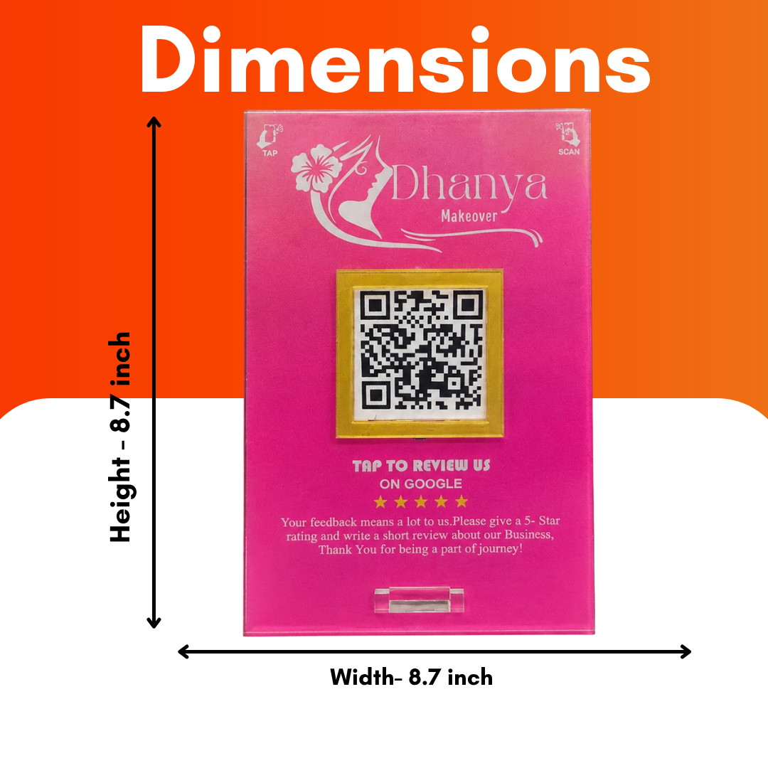 1 QR Pink Colour NFC Enabled Standee For Makeover and Beatuy Salons Spa