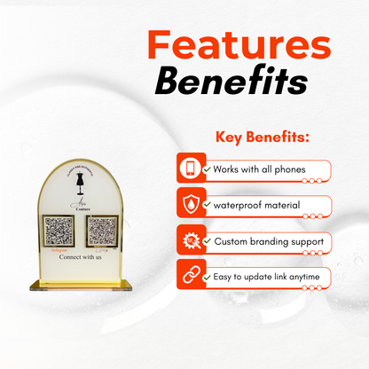 2 QR Arc Round Shape Golden Border Standee