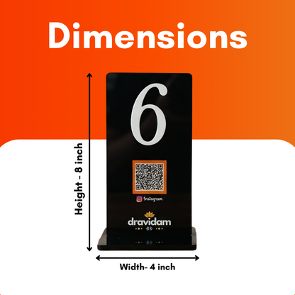 Luxe Black NFC Enabled Table Number Menu Stand For Restaurant & Cafe