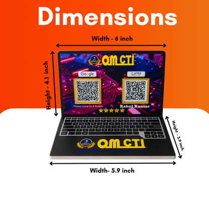 2 QR NFC Enabled Laptop Shape Standee For Computer Shops and Showrooms