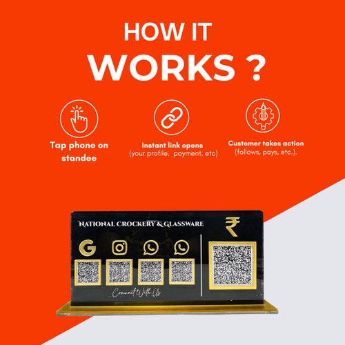 5 QR Black Horizontal Standee with Payment QR