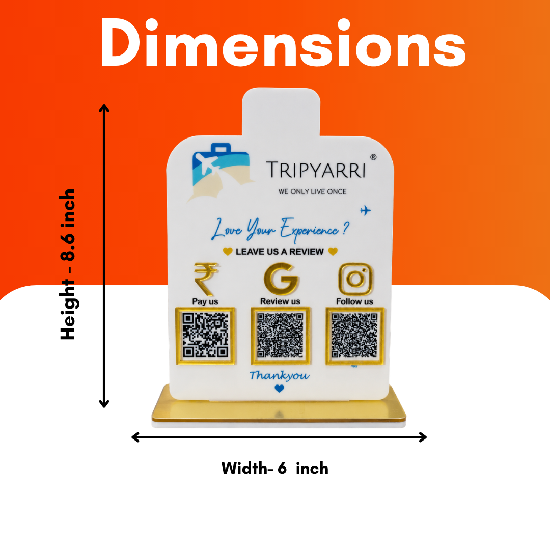 3 QR NFC Enabled White Colour Standee For Tour and Travel